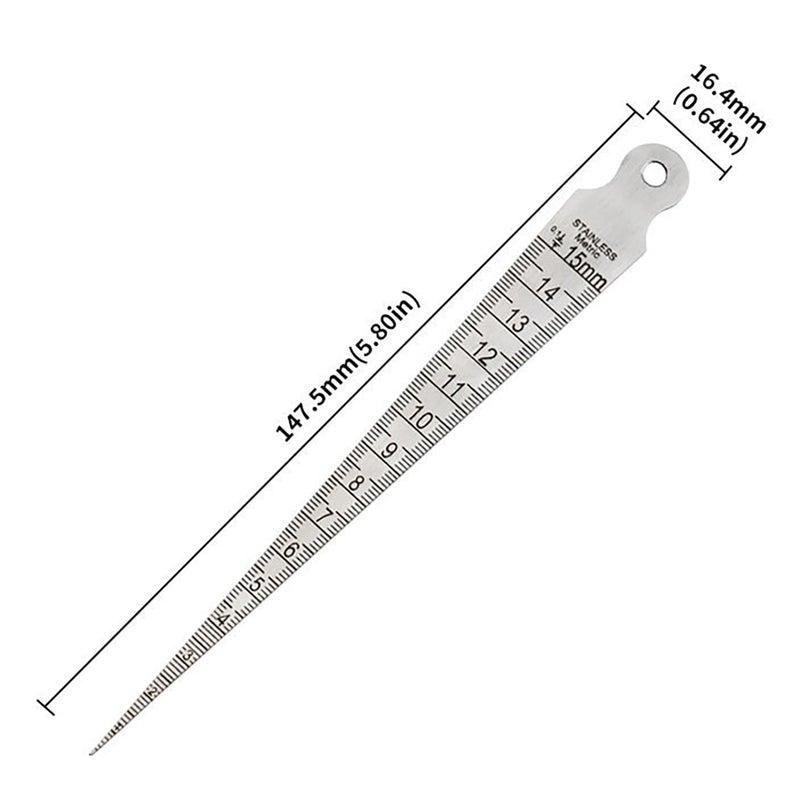 YTgilo Stainless Steel High Precision Gap Tip Ruler Hole Ruler Taper Ruler 0 to 15mm Wedge Plug Ruler Used to Measure Cylindrical Holes Hole Gap Size Weld Measurement - Image 4